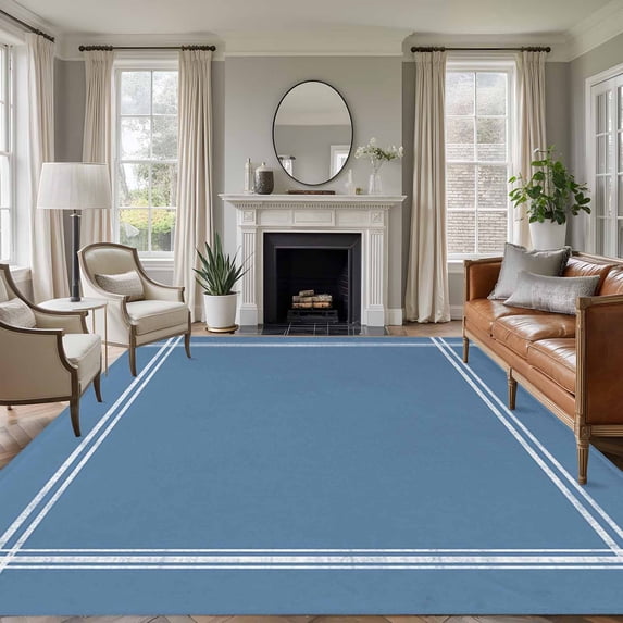 Pure Royalblue Area Rug 6x9 FT, Non Slip Living Room Throw Carpet, Simple Solid Color Washable Soft Large Floor Carpet Non-Shedding Rug for Bedroom Dining Room Play Room