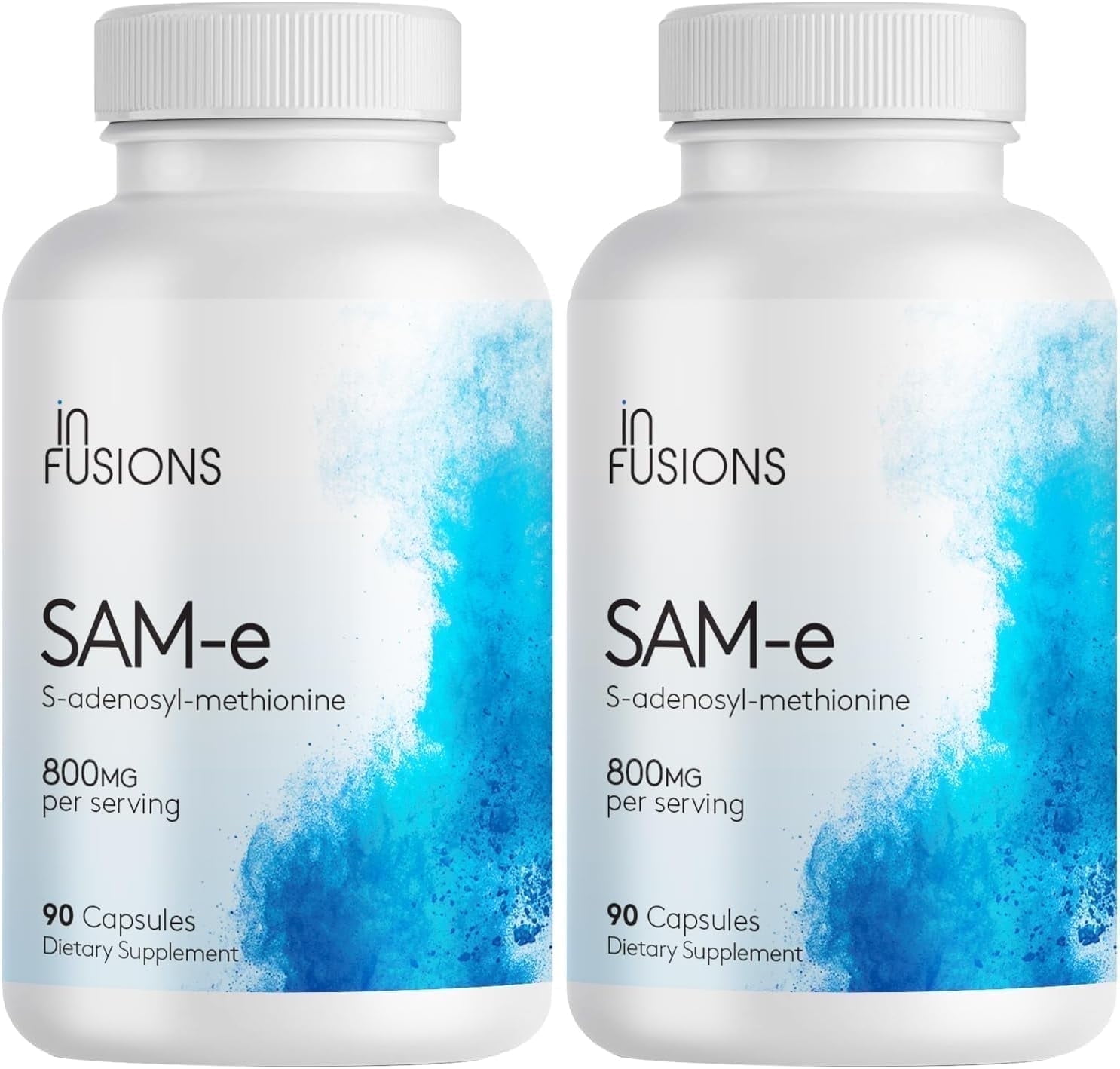 Pure SAM-e 800mg 180 Vegetable Capsules (S-Adensoyl-Methionine) Extra Strength Gluten Free Non-GMO - 2 Pack