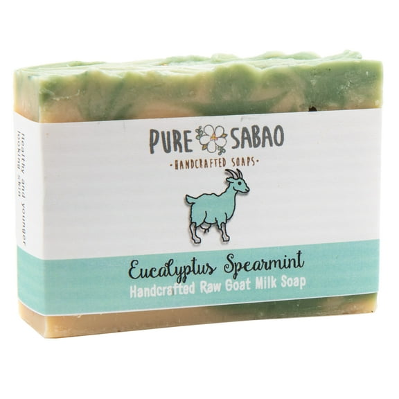 Pure Sabao - Eucalyptus Spearmint Goat Milk Soap - Essential Oil, Natural Handmade Soap, Simple Ingredients, Organic Shea Butter