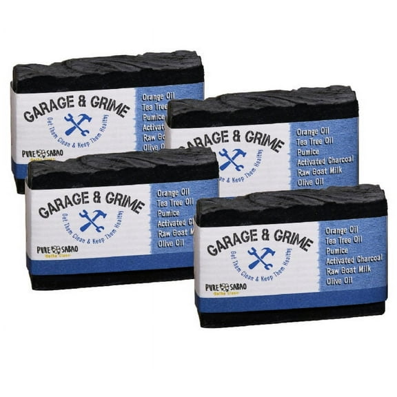 Pure Sabao Garage & Grime Goat Milk Soap, for Really Dirty Hands - Goat Milk Soap - 4 pack Essential Oil, Natural Hand Cleanser, Simple Ingredients