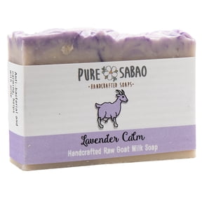 Pure Sabao Lavender Calm Goat Milk Soap. Relax and Moisturize Your Skin Naturally - Lavender Essential Oil, Natural Handmade Soap, Simple Ingredients, Organic Shea Butter