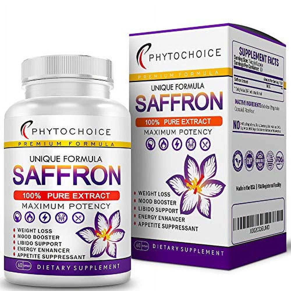 Pure Saffron Extract Natural Appetite Suppressant Supplement for Appetite Control and Healthy Weight Management-Best Hunger Craving Suppressant Saffron Capsules for Weight Loss for Women and Men