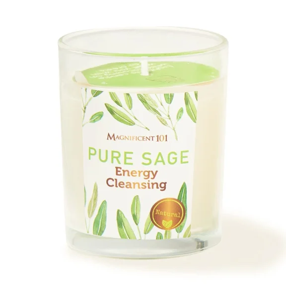 Pure Sage Scented Smudge Candles, 6 Oz - 30 Hour Burn |Soy Wax Candle