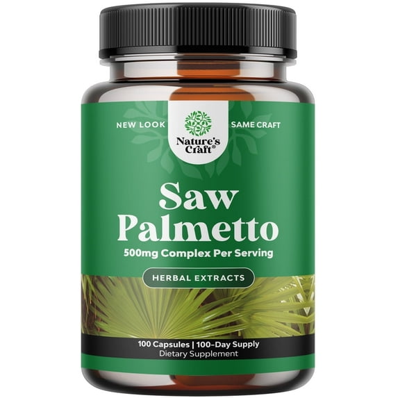 Pure Saw Palmetto 500mg per Serving Supplement Capsules - Saw Palmetto Herbal Extract for Women and Men - DHT Blocker Hair Loss Vitamins & Natural Prostate Support