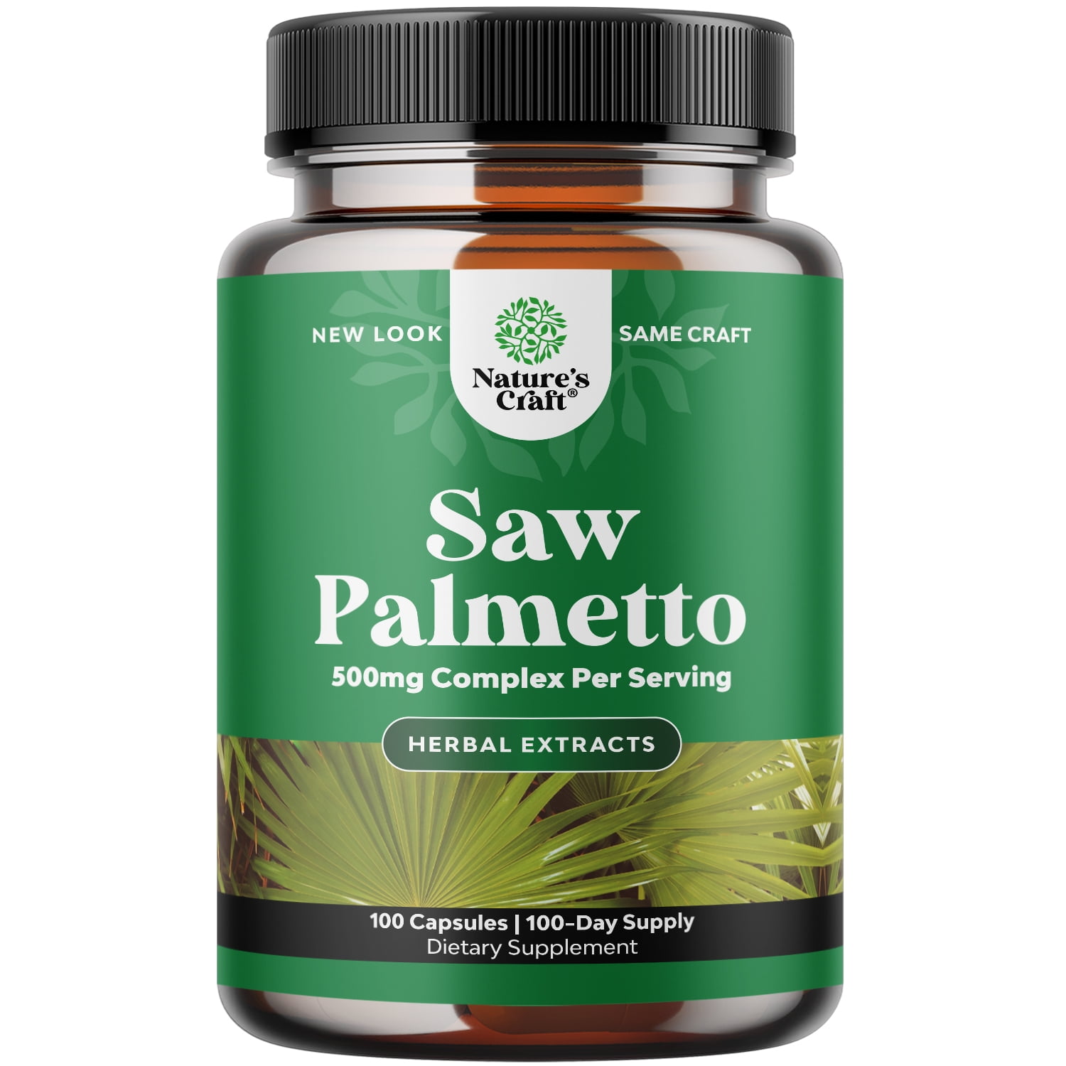 Pure Saw Palmetto 500mg per serving Supplement 100ct Capsules Saw