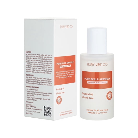 Pure Scalp Ampoule, Cooling Menthol, Silicone-Free, All Hair Types, Lightweight Fast-Absorbing Formula, Refreshing Scalp Treatment, 50 mL (1.7 fl oz) | RUBY VIBE CO