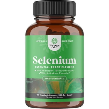 Pure Selenium Thyroid Support Supplement - Selenium 200mcg per Serving Antioxidant Supplement and Natural Immune Booster for Adults - Adult Immune Support Vitamins and Mind and Memory Supplement