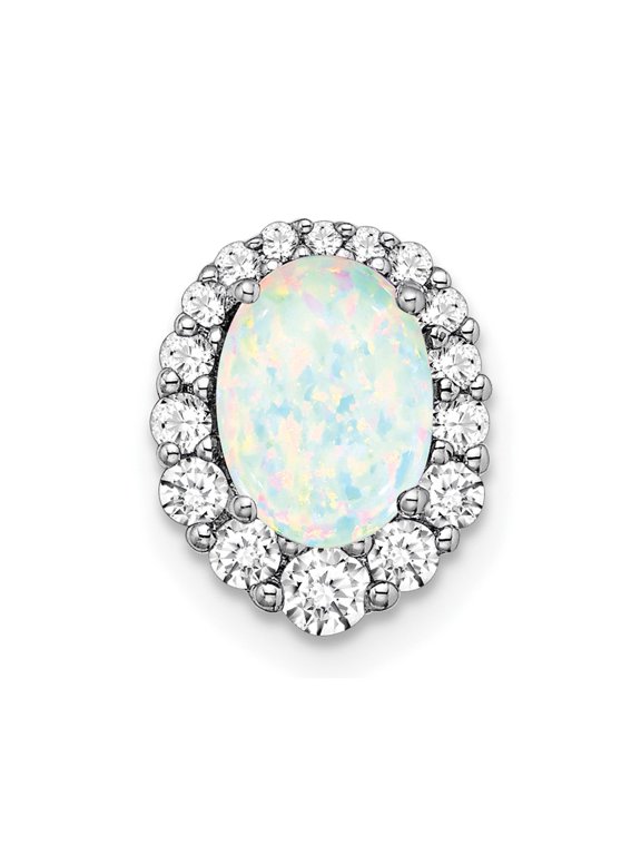 Pure Serenity 14k White Gold 1/3 carat Lab Grown Diamond VS/SI+ G+ and Lab Created Opal Chain Slide