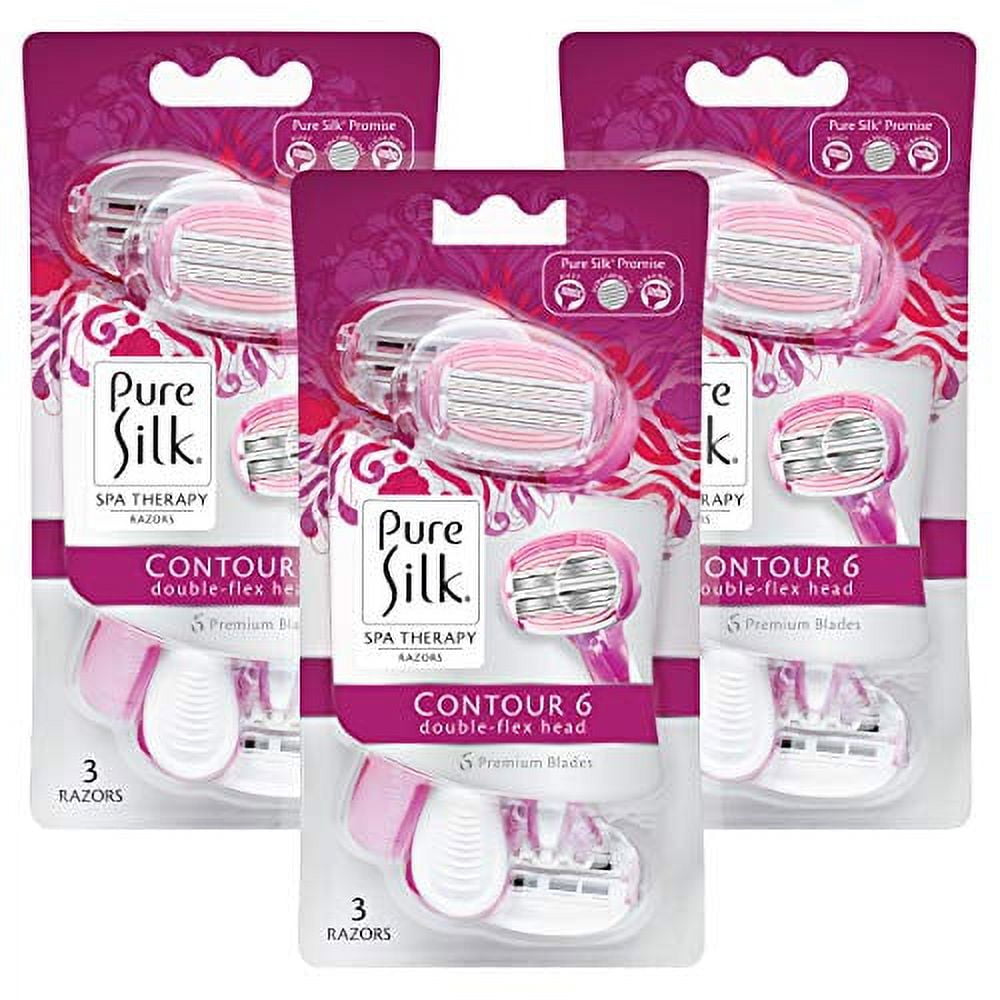 Pure Silk Contour 6 Premium Disposable Razor, 3 Count - Walmart.com
