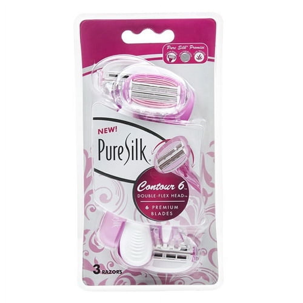 Pure Silk Contour 6 Premium Disposable Razor, 3 Ea, 6 Pack - Walmart.com