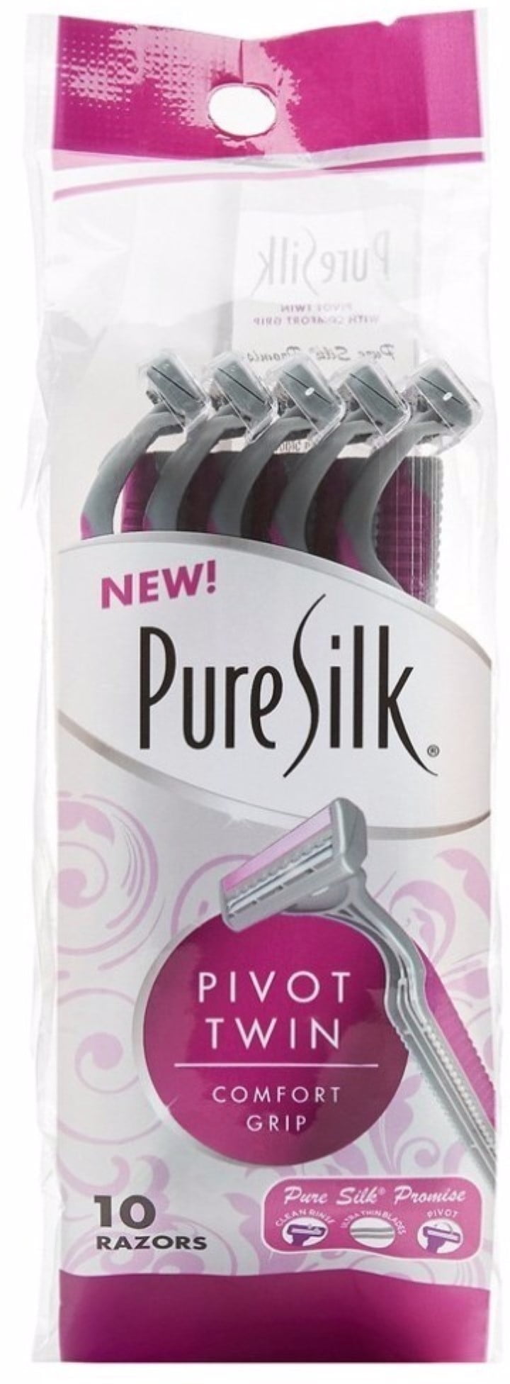 Pure Silk Pivot Twin Premium Disposable Razor 10 ea (Pack of 2)