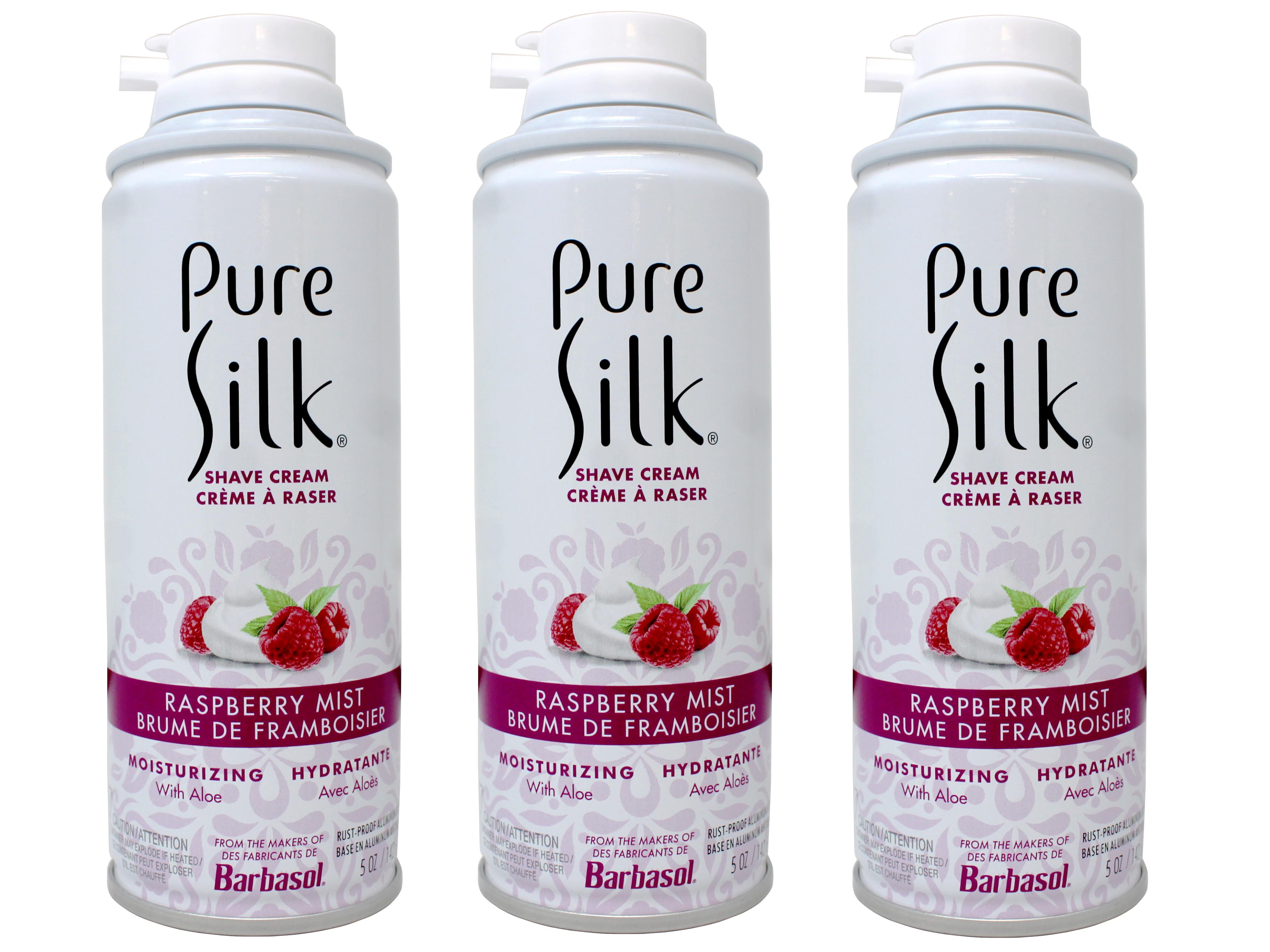Pure Silk Shave Cream with Aloe, Raspberry Mist, 5 OZ - 3 Pack