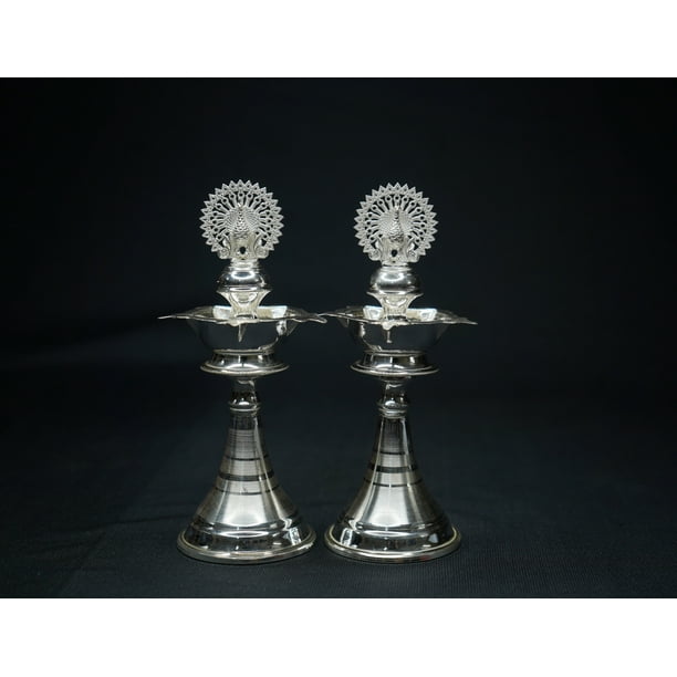 Pure Silver Diya With Peacock 104g, Diya for Temple, Deepak for Home