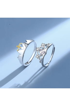 Couple Rings for Him and Her Adjustable Zircon Rings Matching Set Promise Rings Korean Rings for Couples Princess and