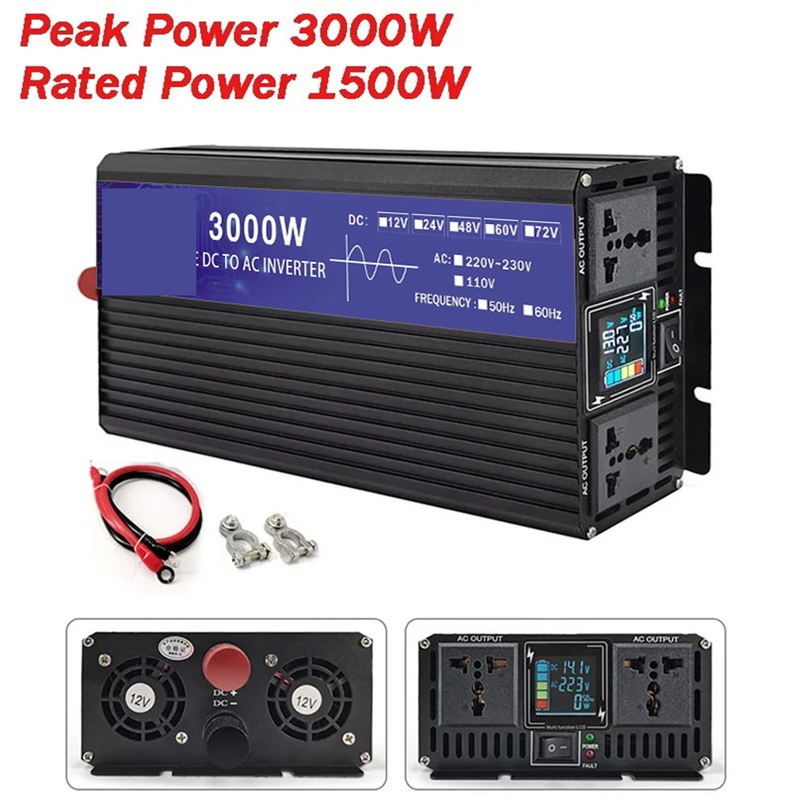 Pure Sine Wave Inverter 12V 24V 48V 60V 72V To AC 5000W 4000W Solar ...