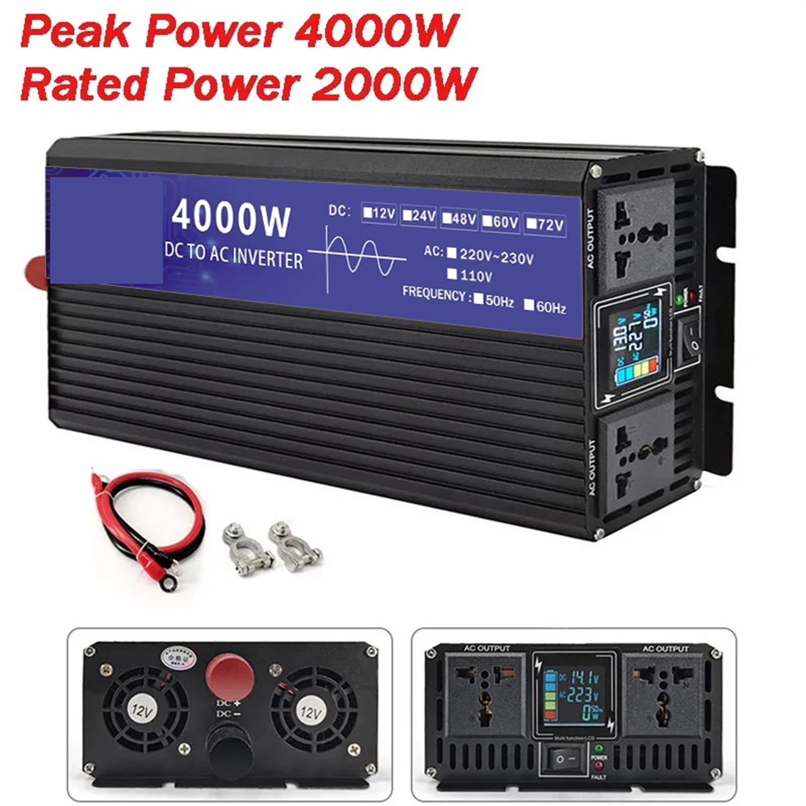 Pure Sine Wave Inverter 12V 24V 48V 60V 72V To AC 5000W 4000W Solar Power Inverter 50HZ/60HZ Voltage Converter ,Protect Your Appliances