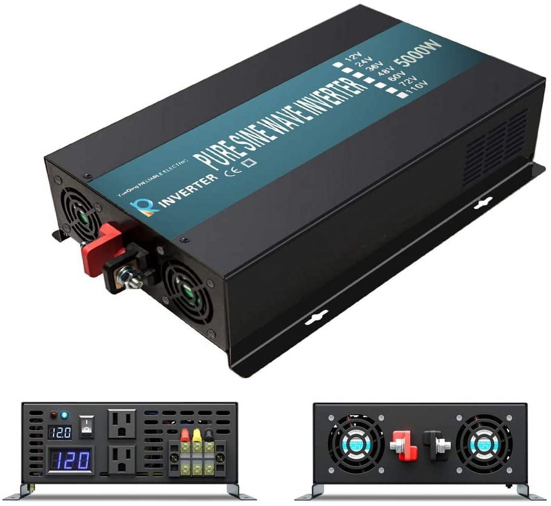Pure Sine Wave Inverter 12V to 120V Car Power Converter 5000W  Truck RV Battery Generator Motorhome Solar
