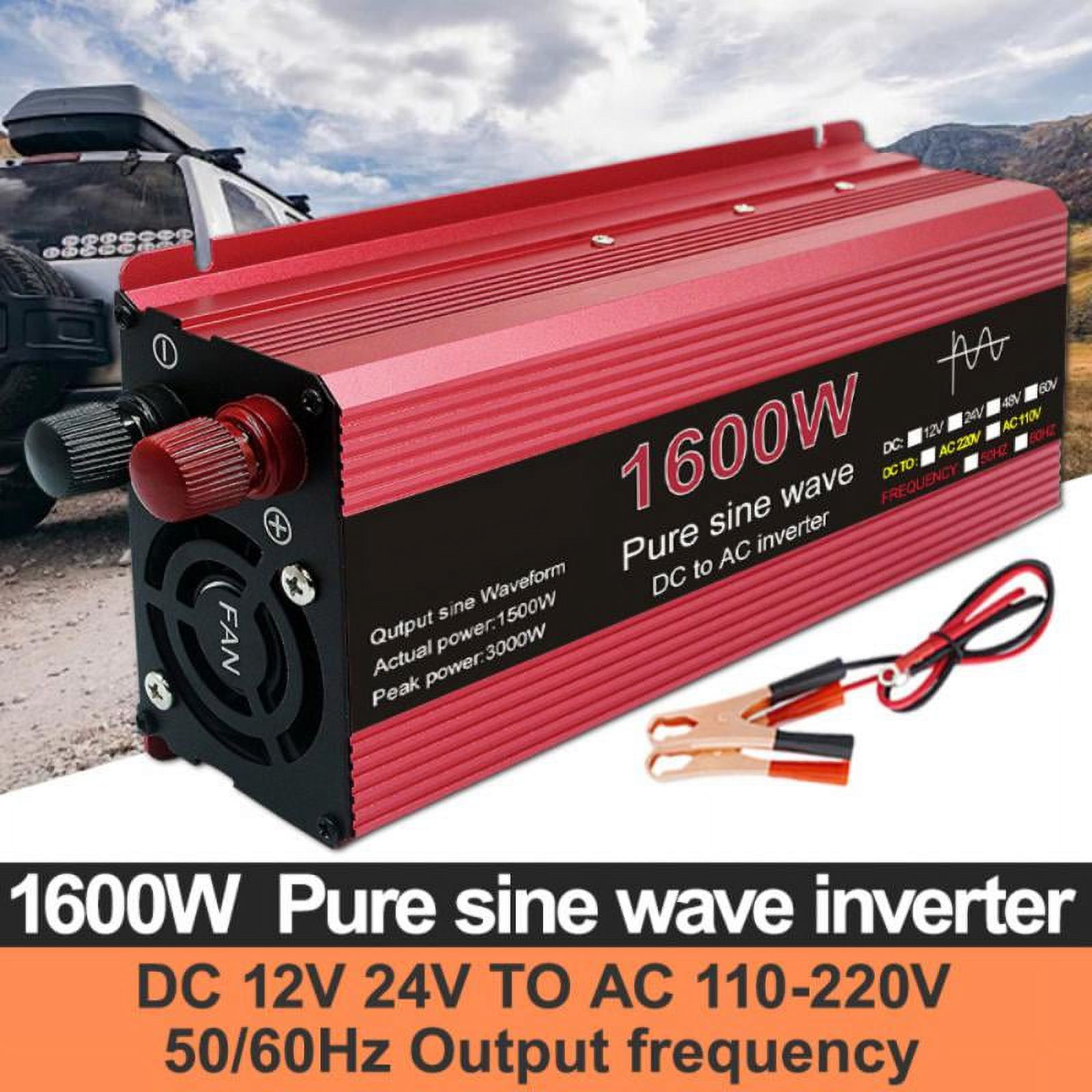 Pure Sine Wave Inverter DC 12V 24V To AC 110V 220V Voltage 1000W 1600W