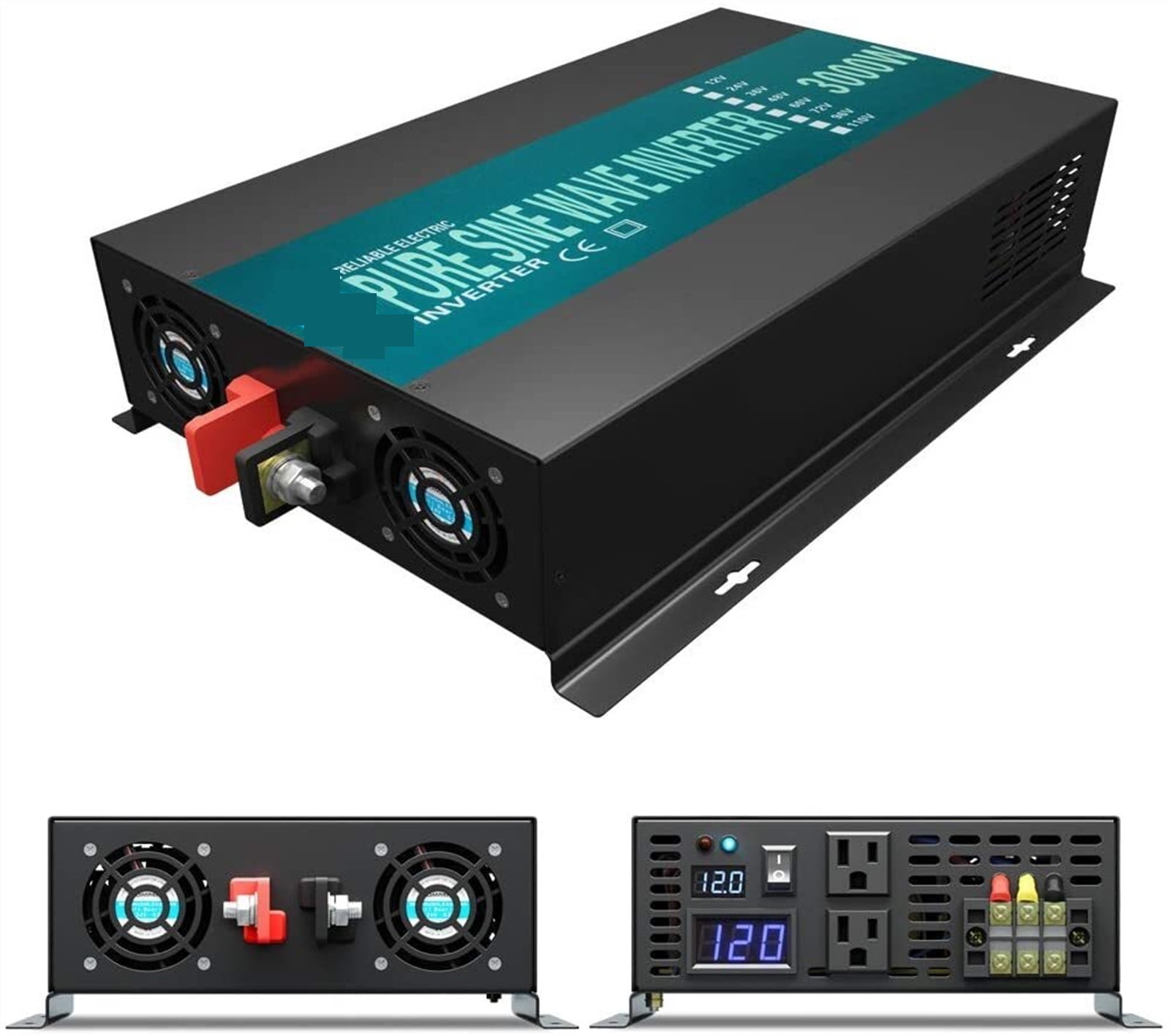 Pure Sine Wave Inverter 3000W 24V DC to AC Solar Panel Inverter Power Bank Generator Converter 12V/36V/48V ,Wide Usage