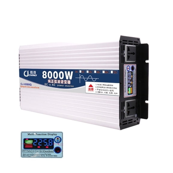 Pure Sine Wave Inverter,3000w 4000w 5000w 6000w 7000w 8000w Power Inverters,car Inverter Dc 12v/24v/48v/60v To Ac 110/220,lcd Digital Display Power Converter For Travel/camping ,Wide Usage