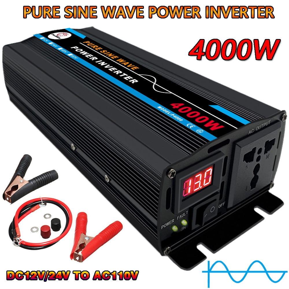 Pure Sine Wave Inverter, 4000W Power Inverter DC12V to AC 120V Car RV ...