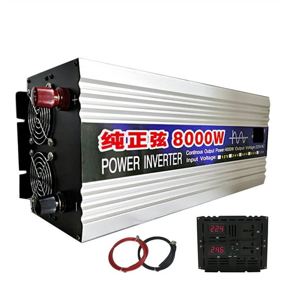 Pure Sine Wave Inverter 5000W 6000W 8000W Pure Sine Wave Inverter DC 12V 24V To AC 220/110 50Hz 60Hz Voltage Converter Big Power Dual Output Solar Inverter ,Wide Usage