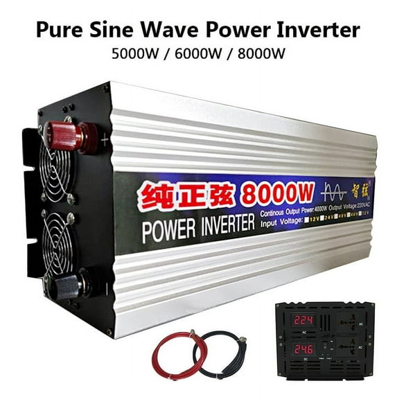 Pure Sine Wave Inverter 5000W 6000W 8000W Pure Sine Wave Inverter DC 12V 24V To AC 220/110 50Hz 60Hz Voltage Converter Big Power Dual Output Solar Inverter ,Wide Usage