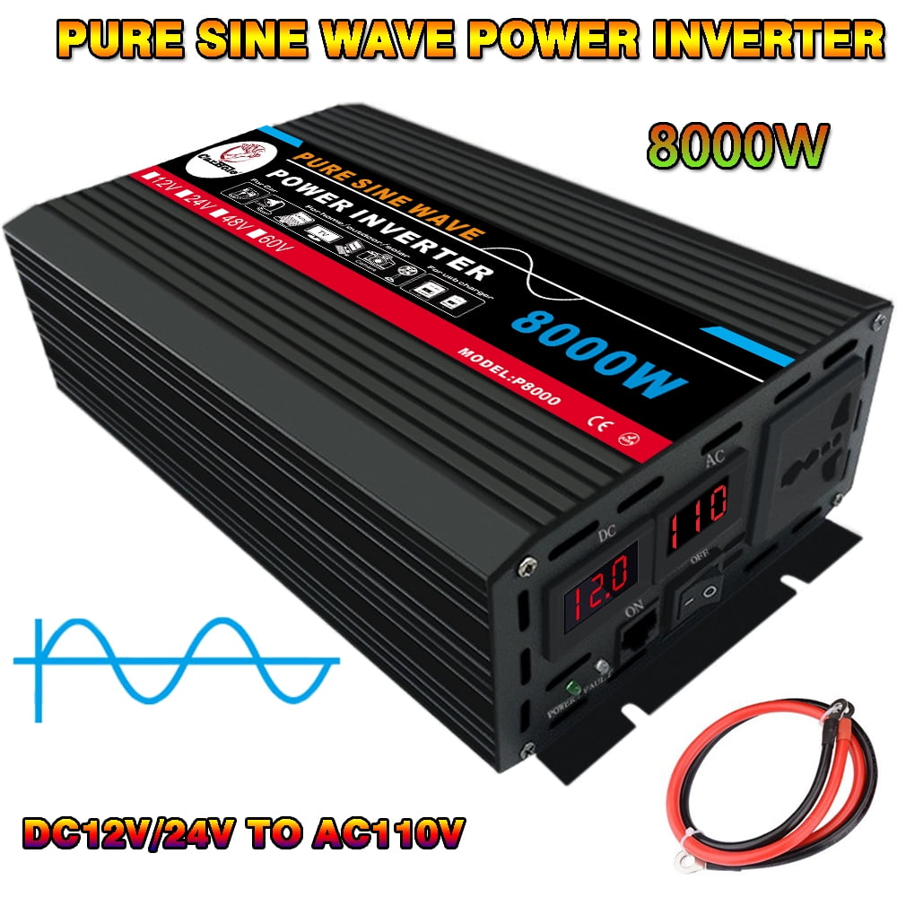 8000W Pure Sine Wave Power Inverter DC 12V 24V 48V To AC 110V 120V