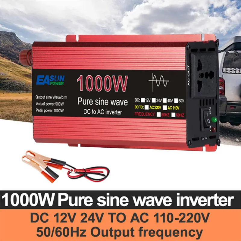 Pure Sine Wave Inverter DC 12V 24V To AC110V 220V Voltage Transformer Power Converter Solar Car Inverter 1000W 1600W 2200W 3000W