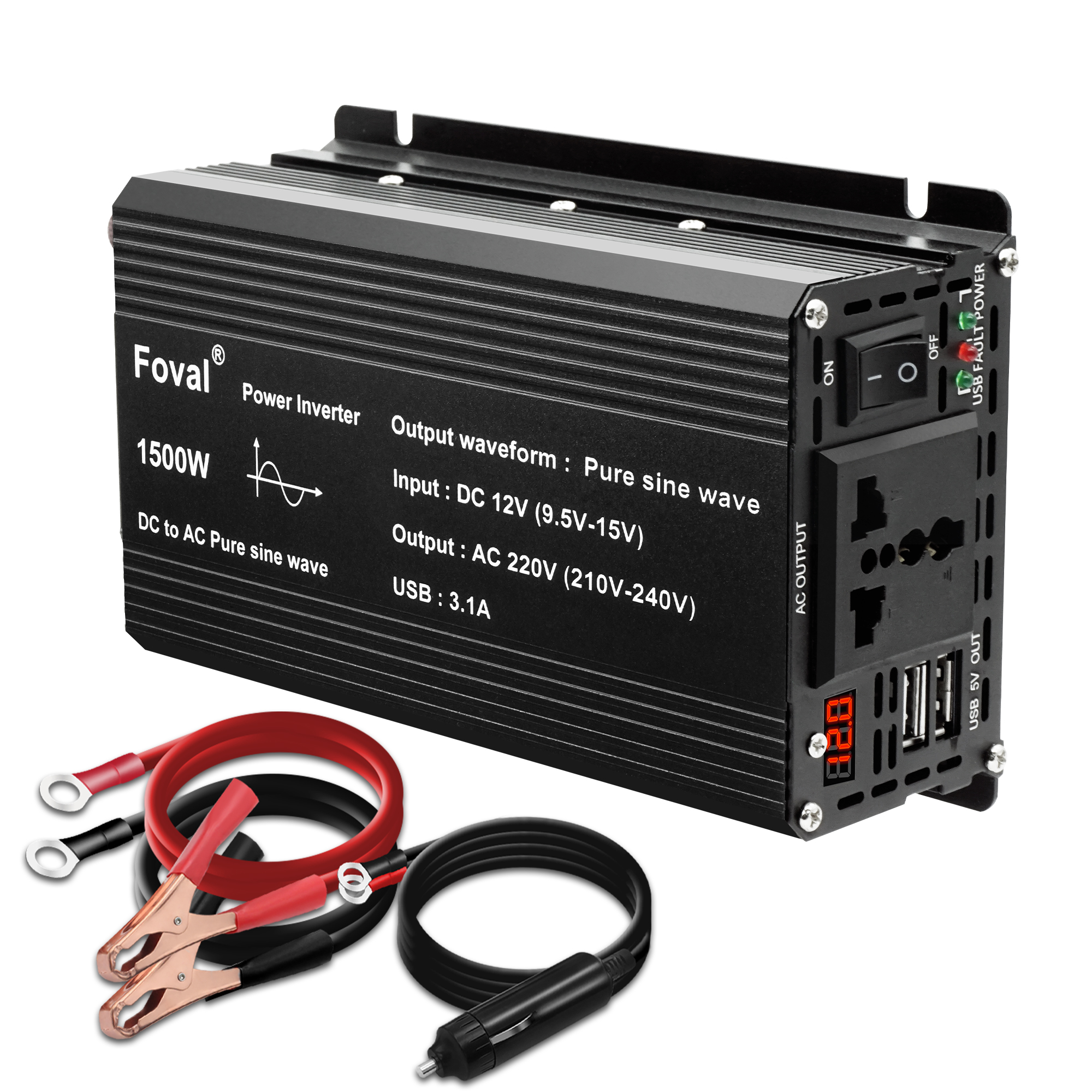 Pure Sine Wave Inverter DC 12V to AC 220V 230V 1500W/2200W/2600W