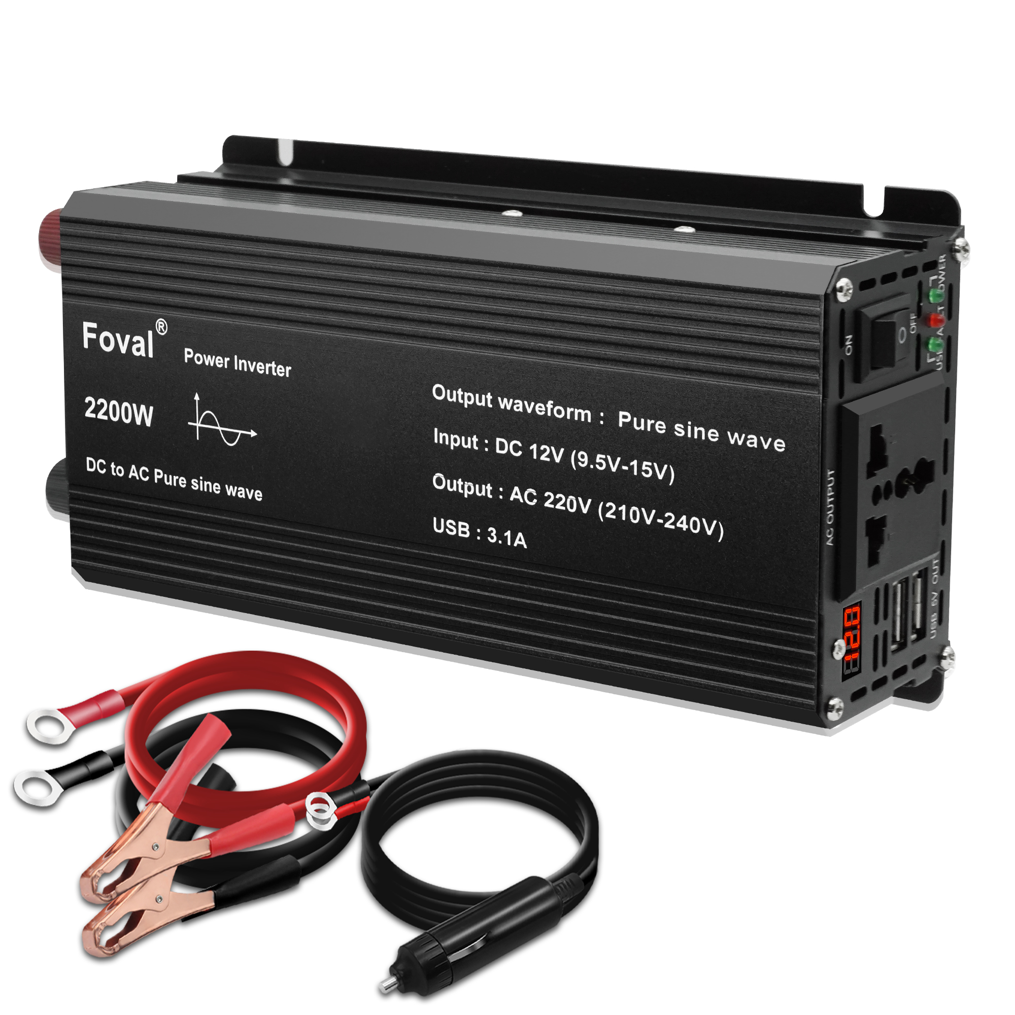 Pure Sine Wave Inverter DC 12V to AC 220V 230V 1500W/2200W/2600W