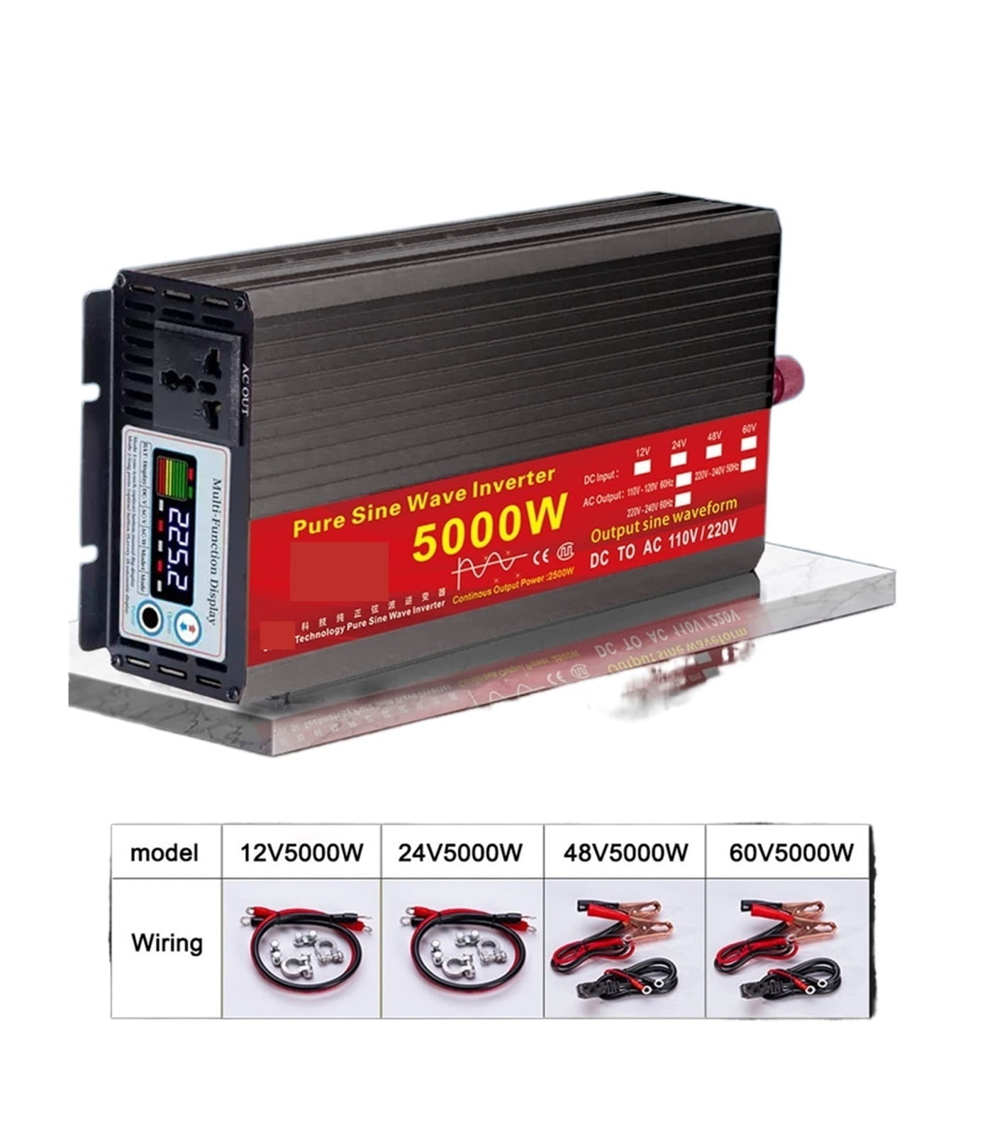 Pure Sine Wave Inverter DC 12v/24v To AC 110V/220V 2000W 3000W 4000W 5000W Voltage Transformer Power Converter Solar Inverter ,Portable Design