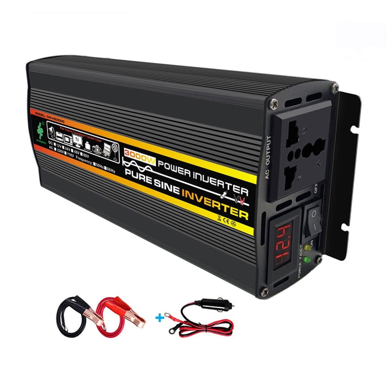 Pure Sine Wave Inverter Power Bank Home Car Invert 3000W DC 12V/24V/48V ...
