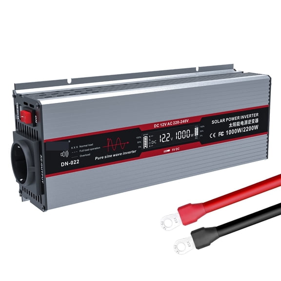 Pure Sine Wave Inverter Power Inverter Peak Power 2200W Inverter 12V 220 Continuous Power 1000W With USB 5V 2.1A ,High-Efficiency Power Supply