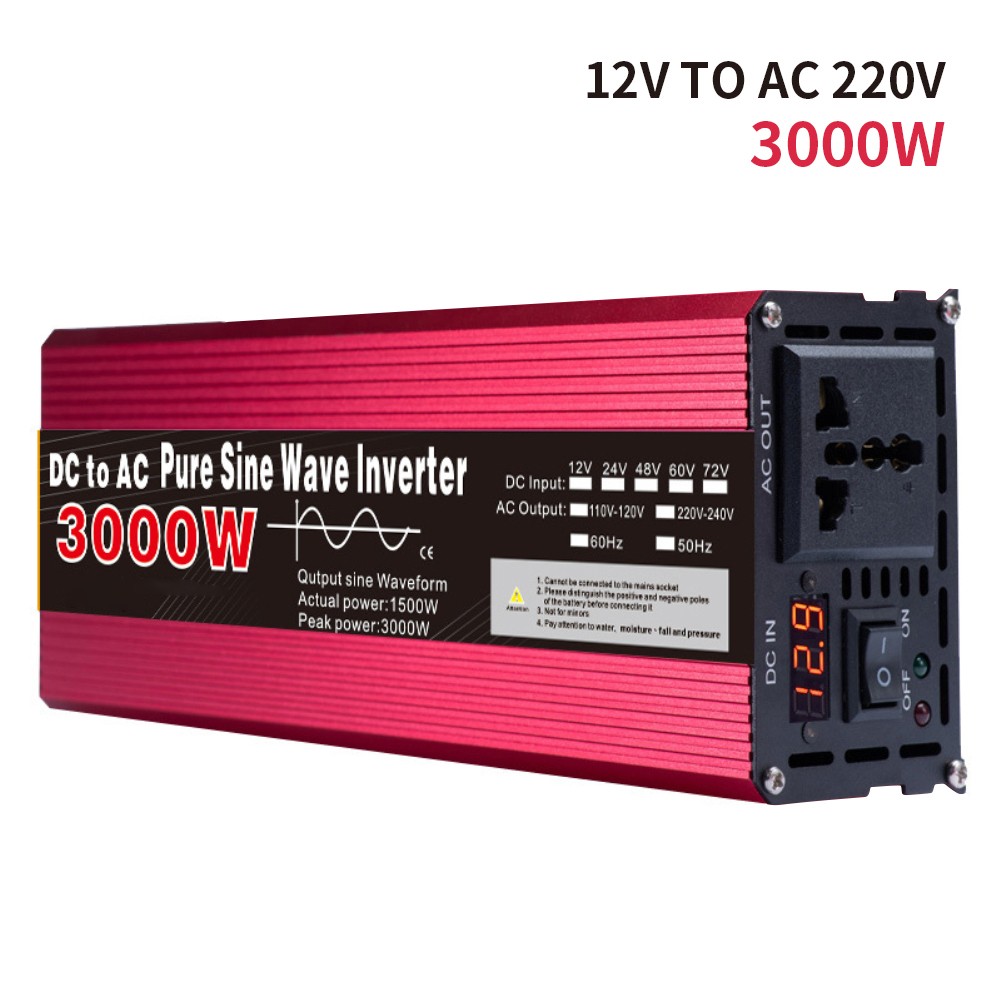Pure Sine Wave Photovoltaic Inverter 12V3000W Single Digital Display 220V 50Hz
