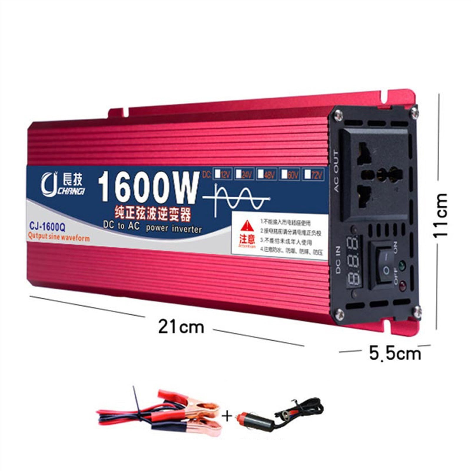 Pure Sine Wave Power Inverter 1600W 2200W 3000W Pure Sine Wave Inverter 12V 220/110 Voltage Converter 60hz Uninterruptible Power Supply Unit Home ,Easy to Operate
