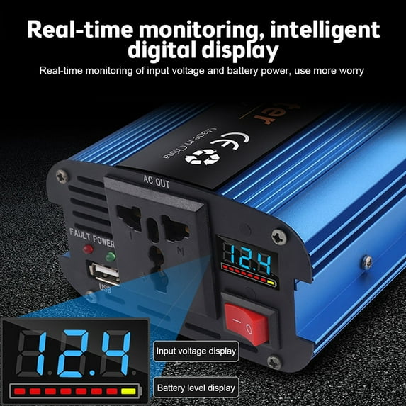 Pure Sine Wave Power Inverter 2000W Dc 12V To Ac 220V 2 Usb 2 Sockets