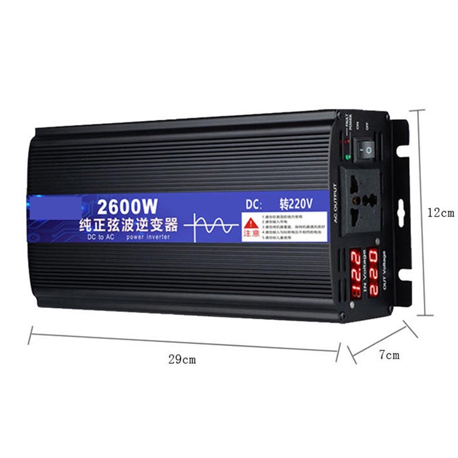 Pure Sine Wave Power Inverter 2600W 3000W 4000W 5000W Pure Sine Wave Power Inverter 12V 24V Voltage Transformer DC 12V To AC 110/220 Converter Car Inversor With LED ,Accurate Quantification