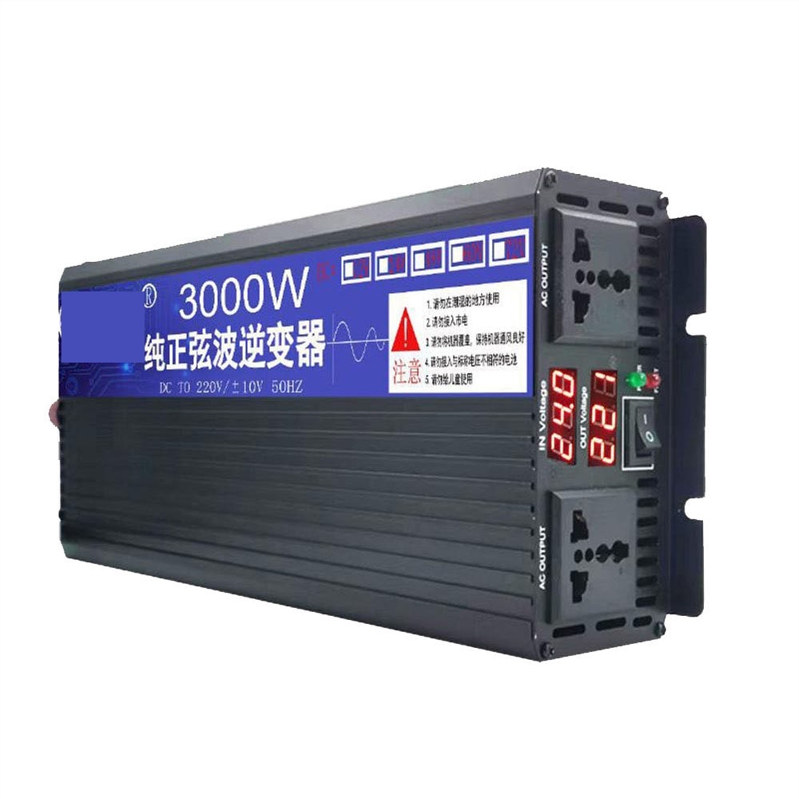 Pure Sine Wave Power Inverter 2600W 3000W 4000W 5000W Pure Sine Wave Power Inverter 12V 24V Voltage Transformer DC 12V To AC 110/220 Converter Car Inversor With LED ,Accurate Quantification