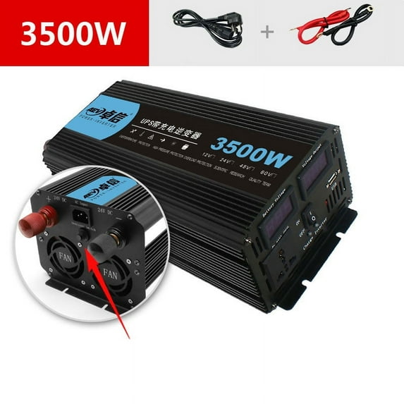 Pure Sine Wave UPS 3500W Power Inverter DC 24V to AC 220V Power Converter Charger Power