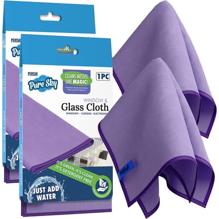 Pure-Sky Car Window Glass Cleaning Cloth - JustAdd Water No Detergents Needed Streak Free Magic Ultra Microfiber Car Window Cleaner - for Windows, Glass, Mirrors, Leaves no Wiping Marks - 2 Pack
