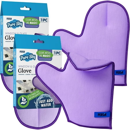 Pure-Sky Glass Cleaning Cloth Glove - Just Add Water No Detergents Needed Streak Free Magic Ultra Microfiber Window Polishing Glove - for Windows, Glass, Mirrors - Leaves no Wiping Marks - 2 Pack