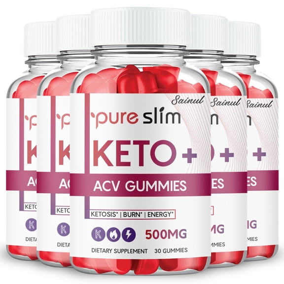 Pure Slim Keto ACV Gummies, Official Pure Slim Keto Gummies , PureSlim Keto Plus ACV Gummies Apple Cider Vinegar Belly Fat Dietary Supplement (5 Pack)