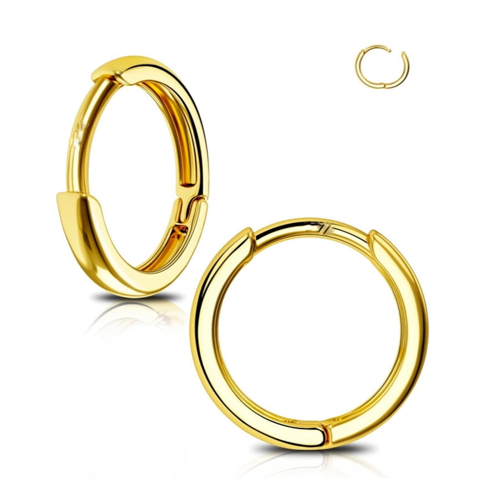 Yellow Gold Plated Solid 925 Sterling Silver Post Small Hoop Earrings for Women And Men Huggie Hoop Earrings