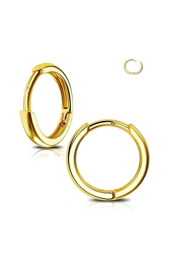 Yellow Gold Plated Solid 925 Sterling Silver Post Small Hoop Earrings for Women And Men Huggie Hoop Earrings