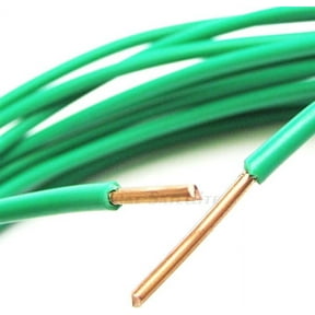 Pure Solid Bare Copper Grounding Wire, 10 AWG Core (#10 Gauge), THHN PVC Jacket, Satellite Antenna Electrical Surge Ground Protection Earth Wire (15 feet, Green)