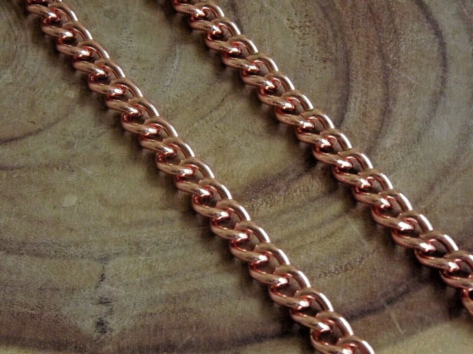 Pure Solid Copper Chain Bracelet / Necklace Set Curb Link Rider ...