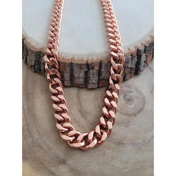 Pure Solid Copper Cuban Chain Necklace Curb Link Rider Arthritis 22" Necklace