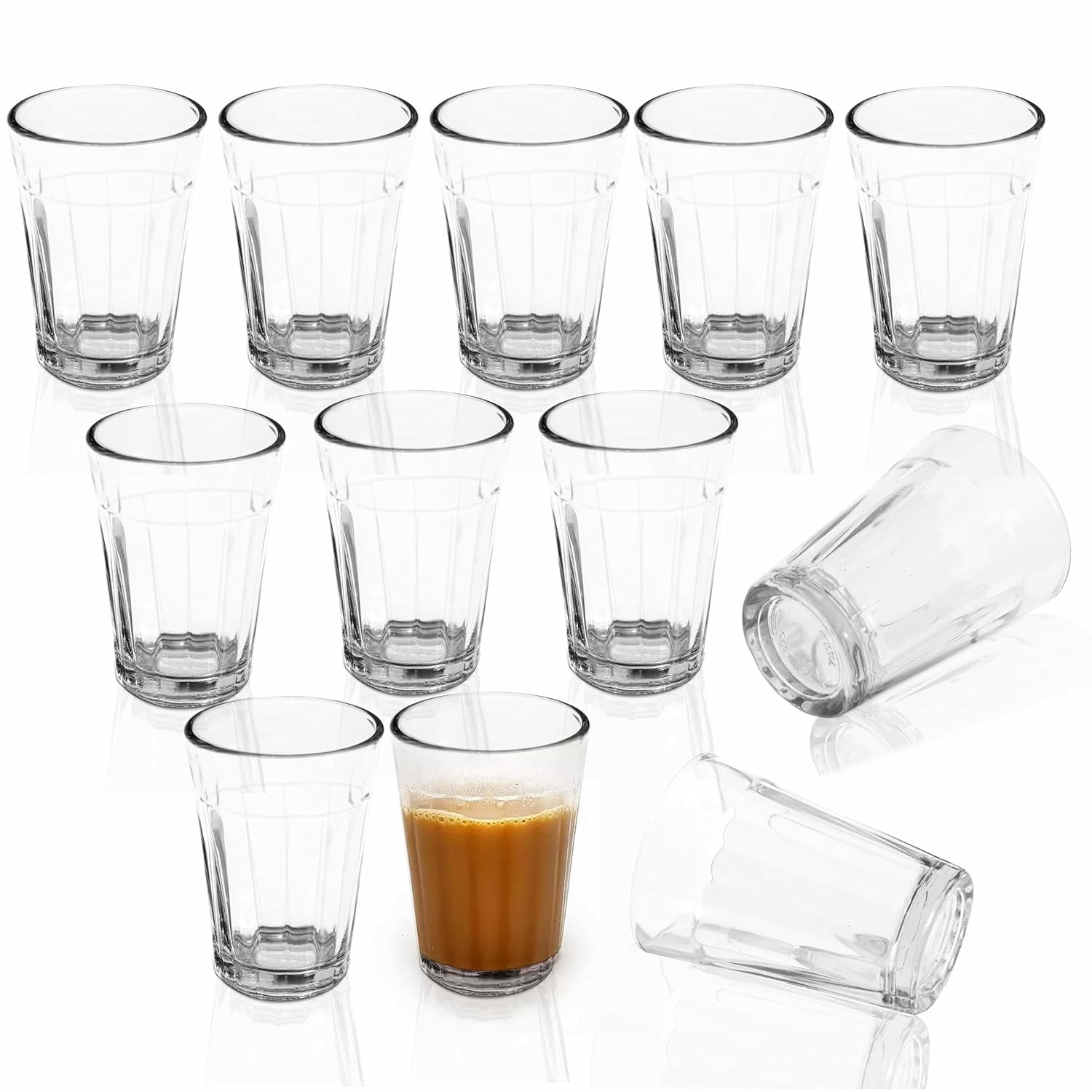Pure Source India Glass Tea Cup Set of 12 Cutting Chai Glass Coffee for ...