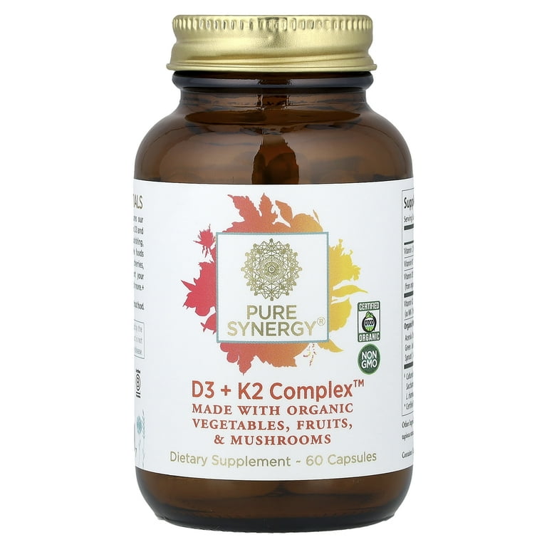 Pure Synergy, D3 + K2 Complex, 60 Capsules, Vegan Supplement
